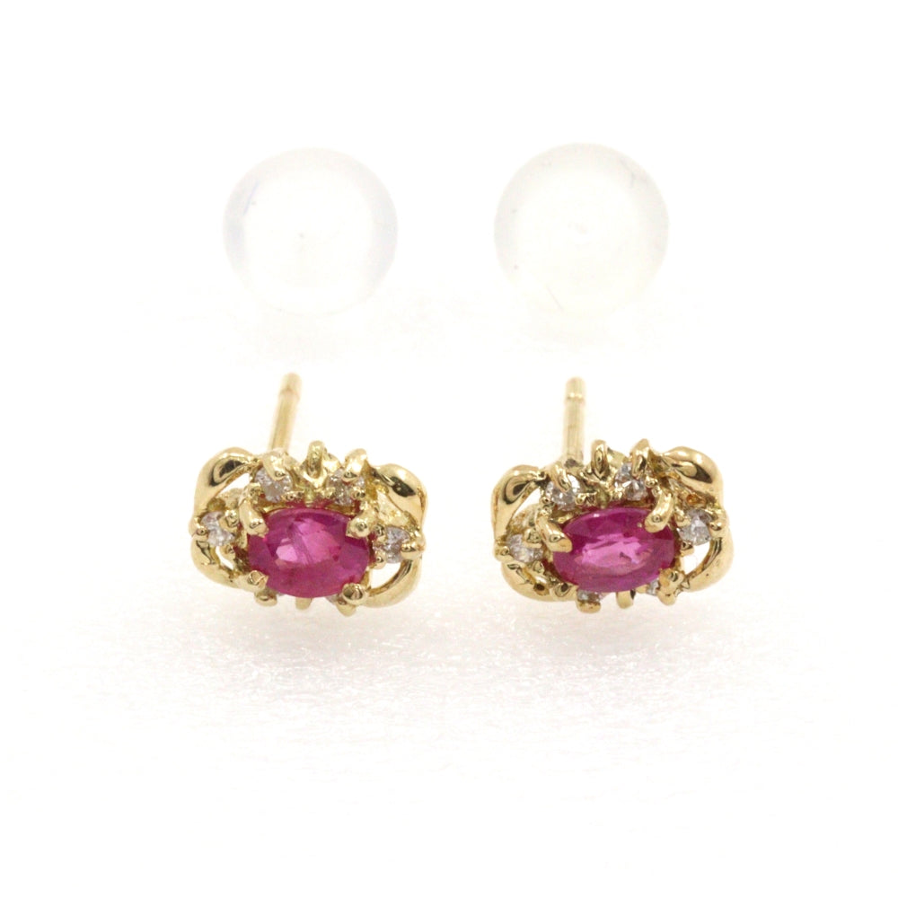 K18 Gold Ruby Diamond Earrings