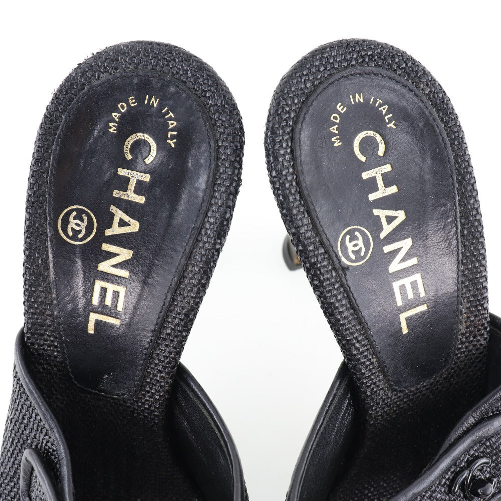 Chanel Leather Coco Mark Mules