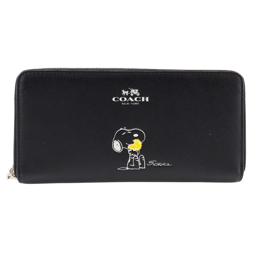 Coach Leather Zip Around Wallet Snoopy