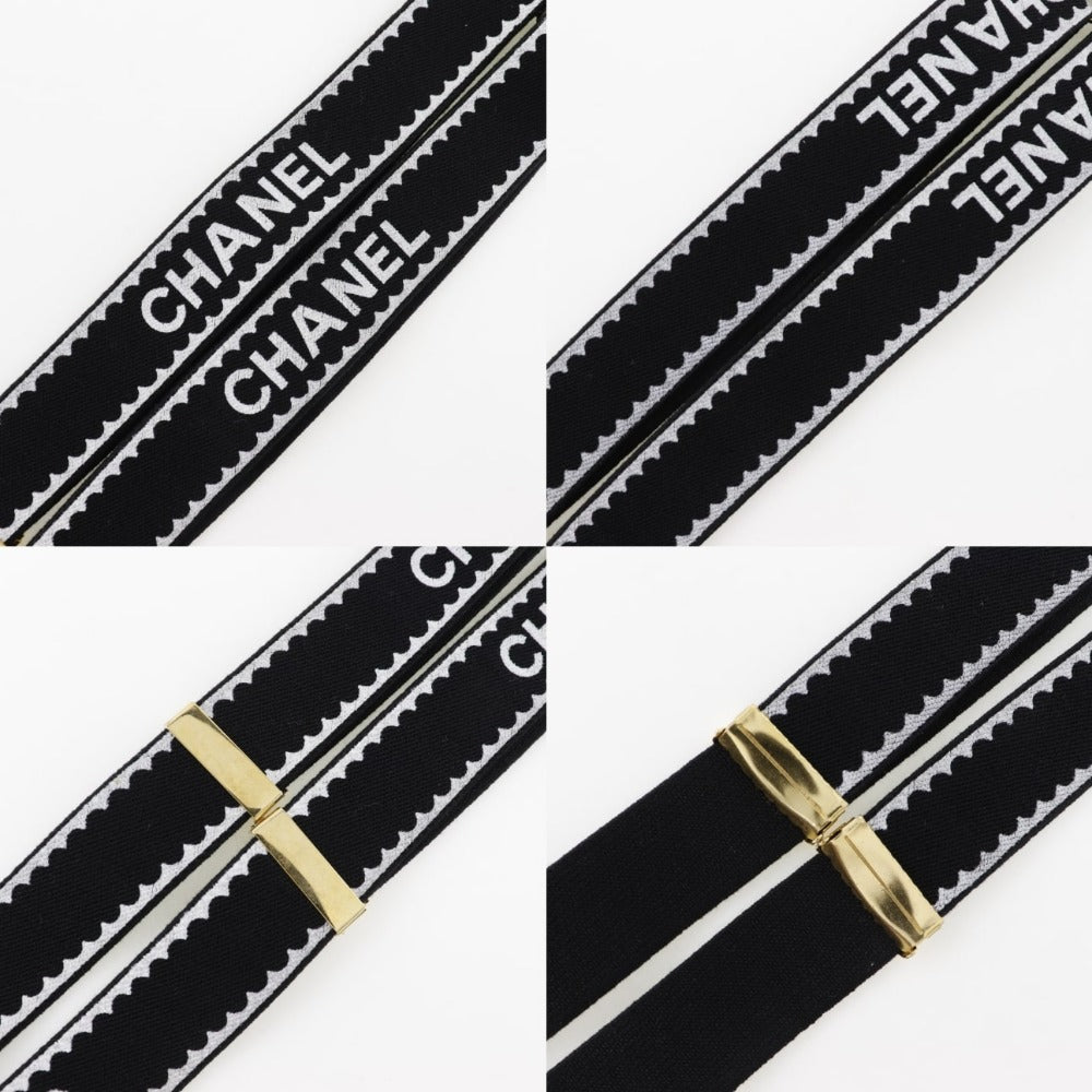 Chanel Logo Suspenders Rubber Leather