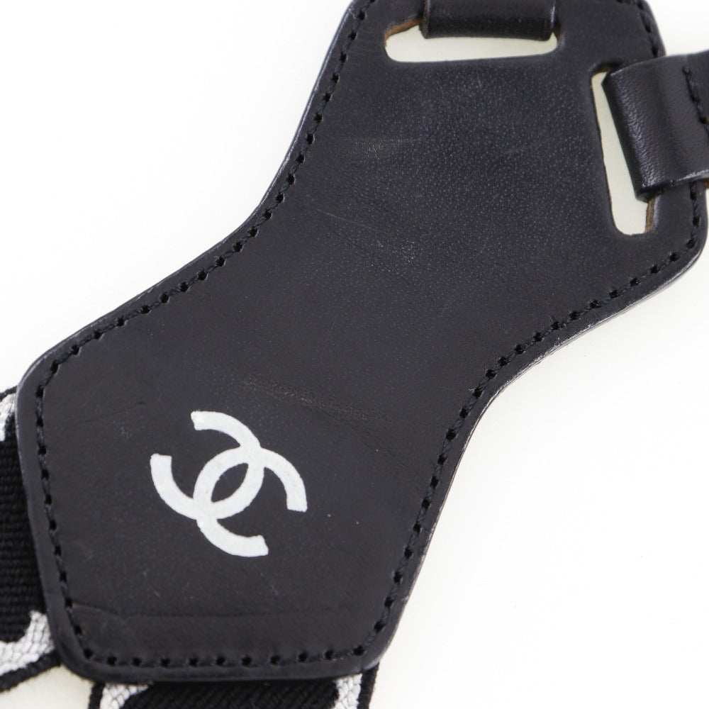 Chanel Logo Suspenders Rubber Leather