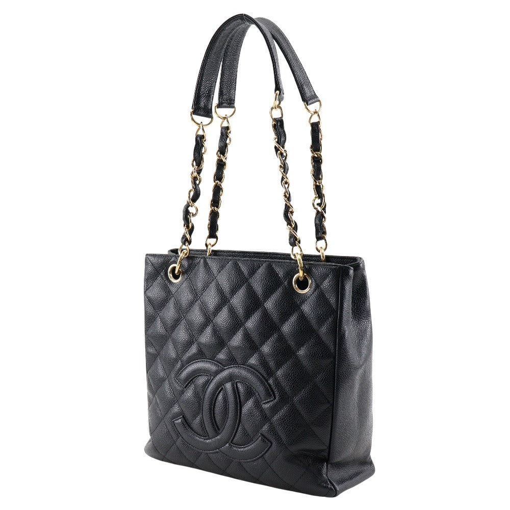 Chanel Caviar Skin Chain Tote Shoulder Bag