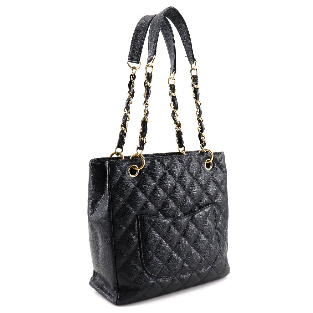 Chanel Caviar Skin Chain Tote Shoulder Bag