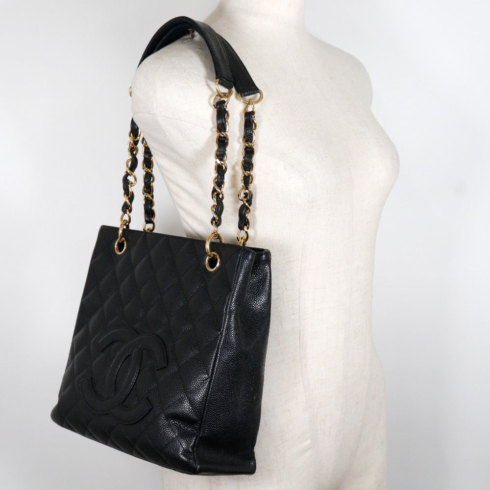 Chanel Caviar Skin Chain Tote Shoulder Bag