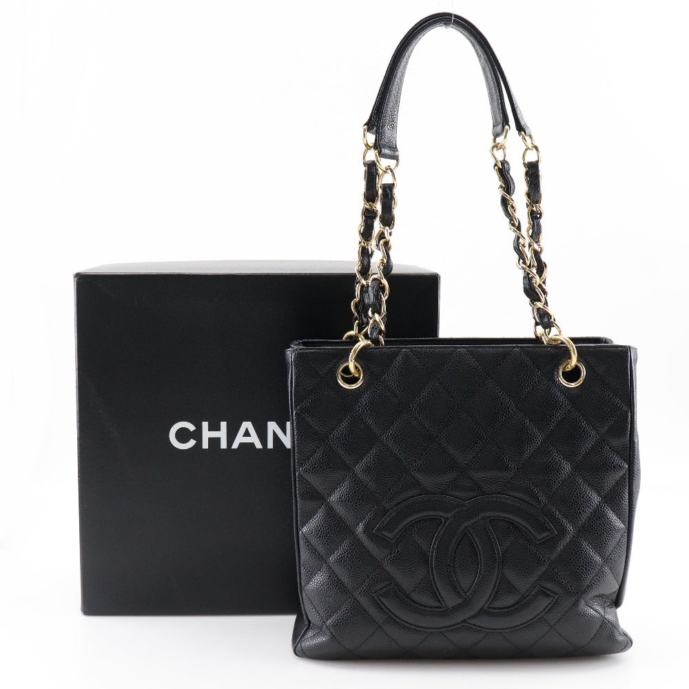 Chanel Caviar Skin Chain Tote Shoulder Bag