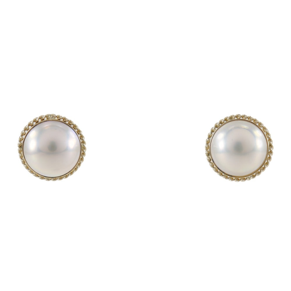 Mabe Pearl Earrings K18 Yellow Gold