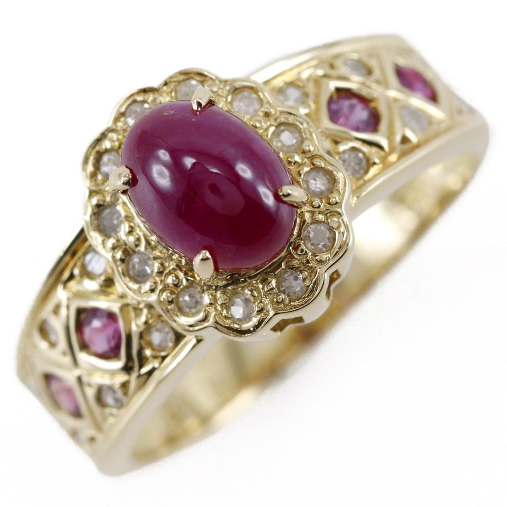 K18 Gold Star Ruby Diamond Ring