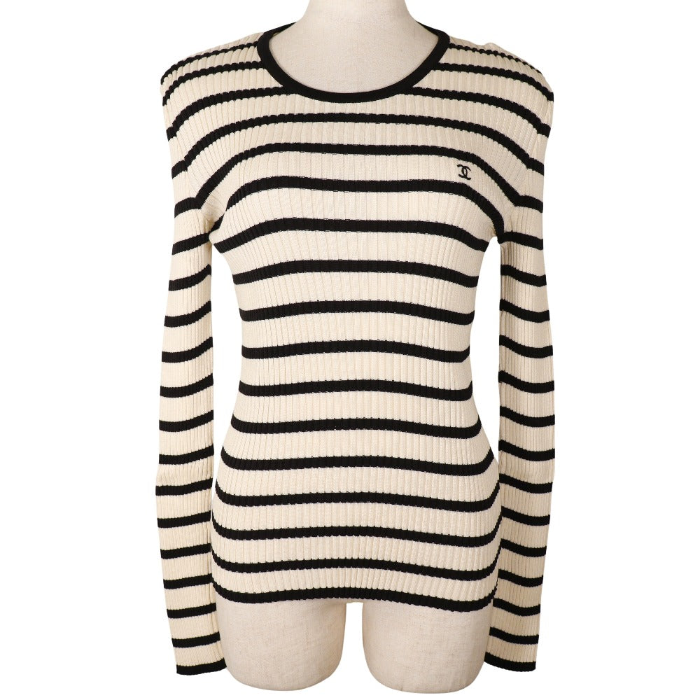 Chanel Coco Mark Sweater Cotton Black/White