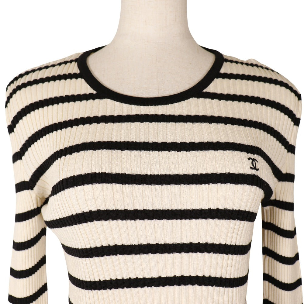 Chanel Coco Mark Sweater Cotton Black/White