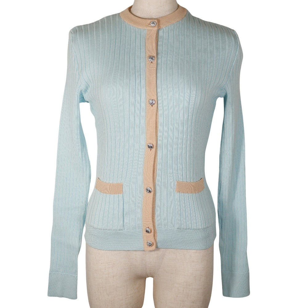 Chanel Cotton Ensemble Cardigan Piping