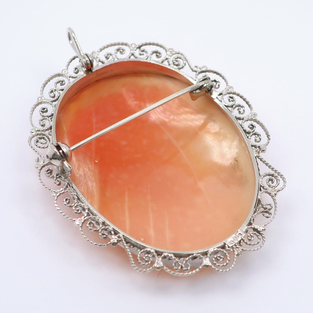 Silver Cameo Brooch Orange