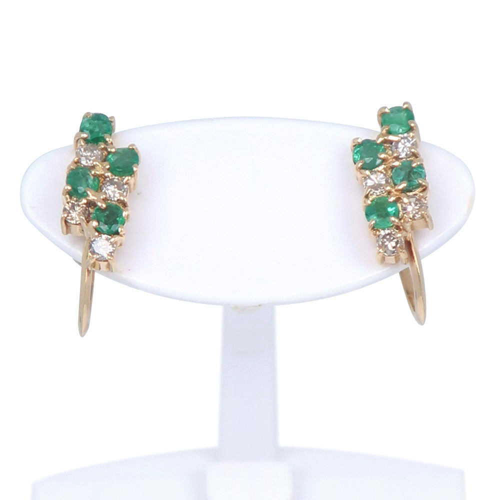 K18 Gold Emerald Diamond Earrings