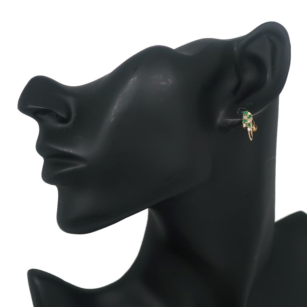 K18 Gold Emerald Diamond Earrings