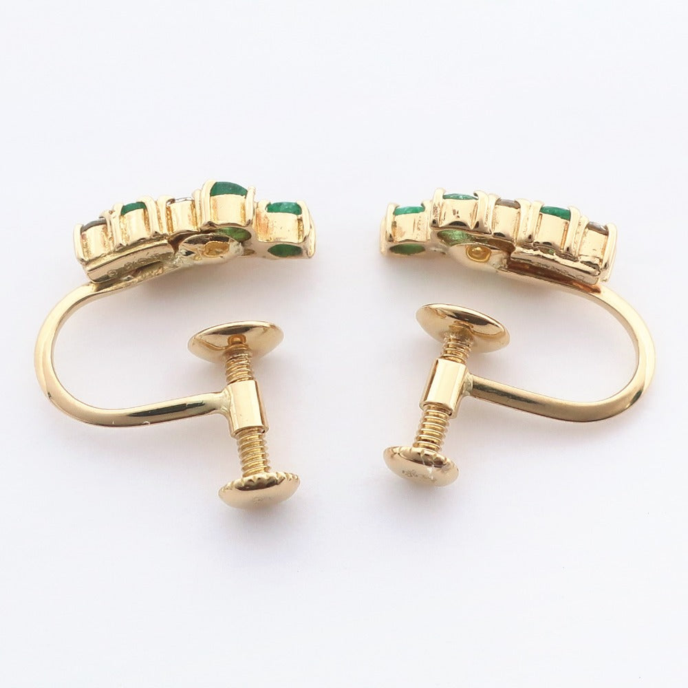 K18 Gold Emerald Diamond Earrings