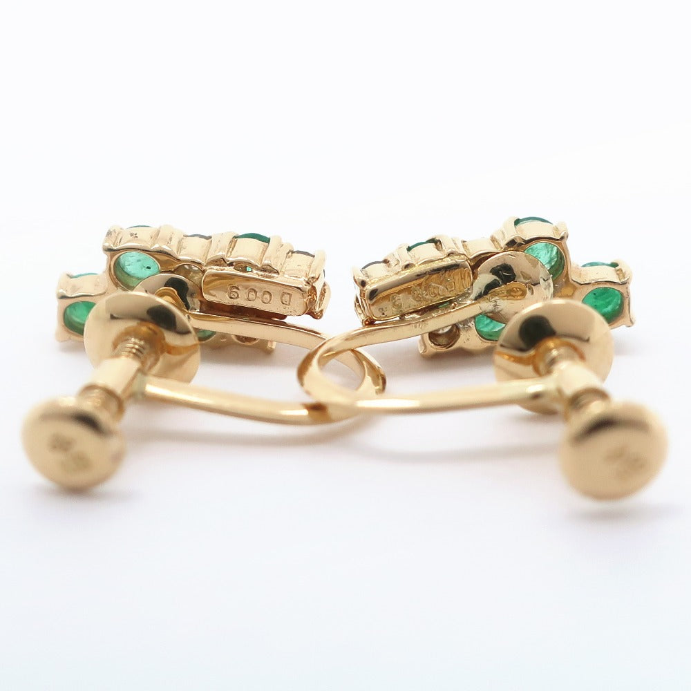 K18 Gold Emerald Diamond Earrings