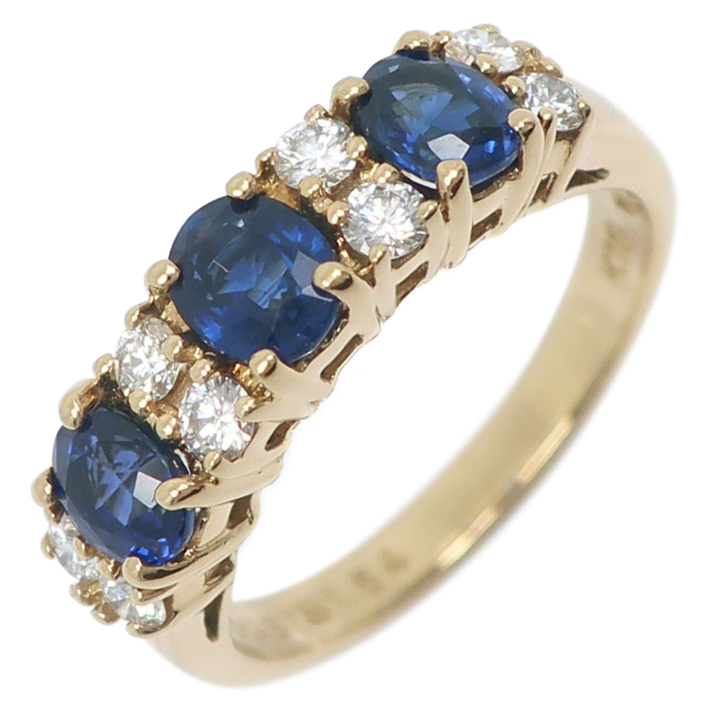 K18 Gold Sapphire Diamond Ring Size 13