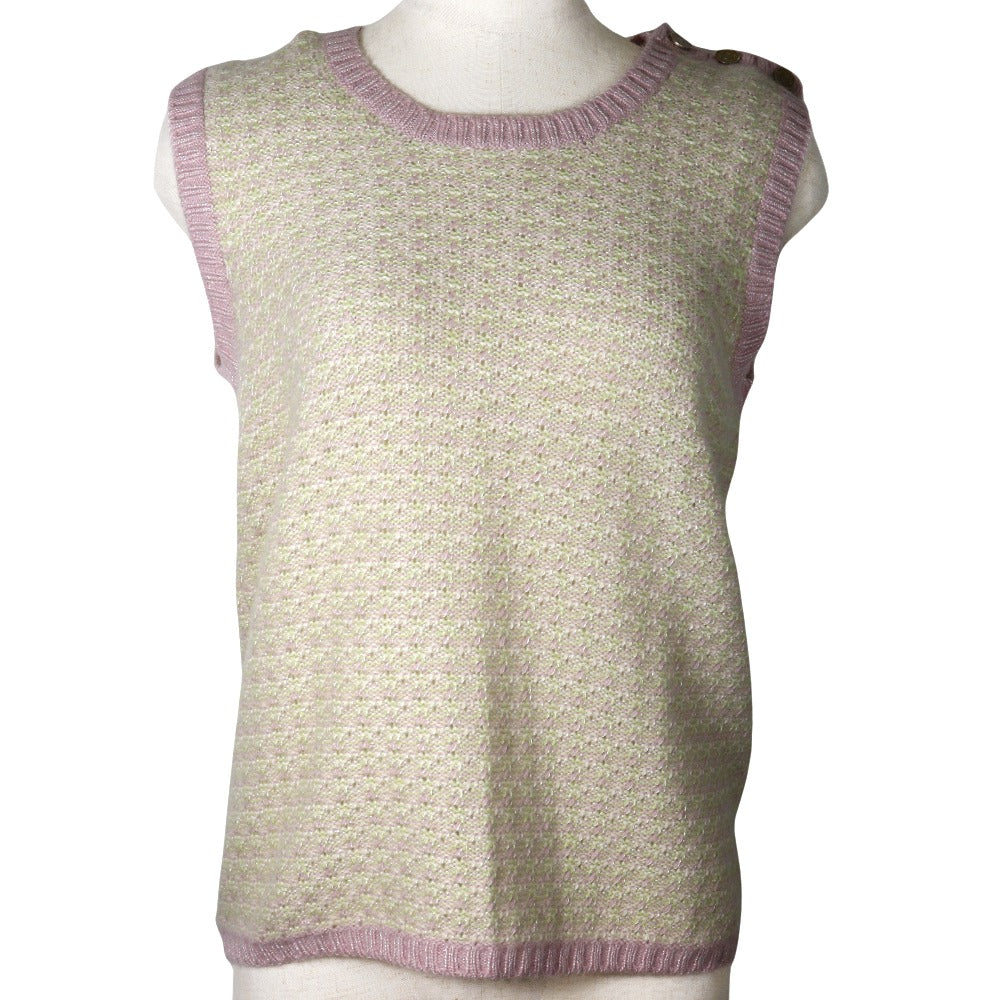 Chanel Knit Vest Cashmere Rayon Pink/Green