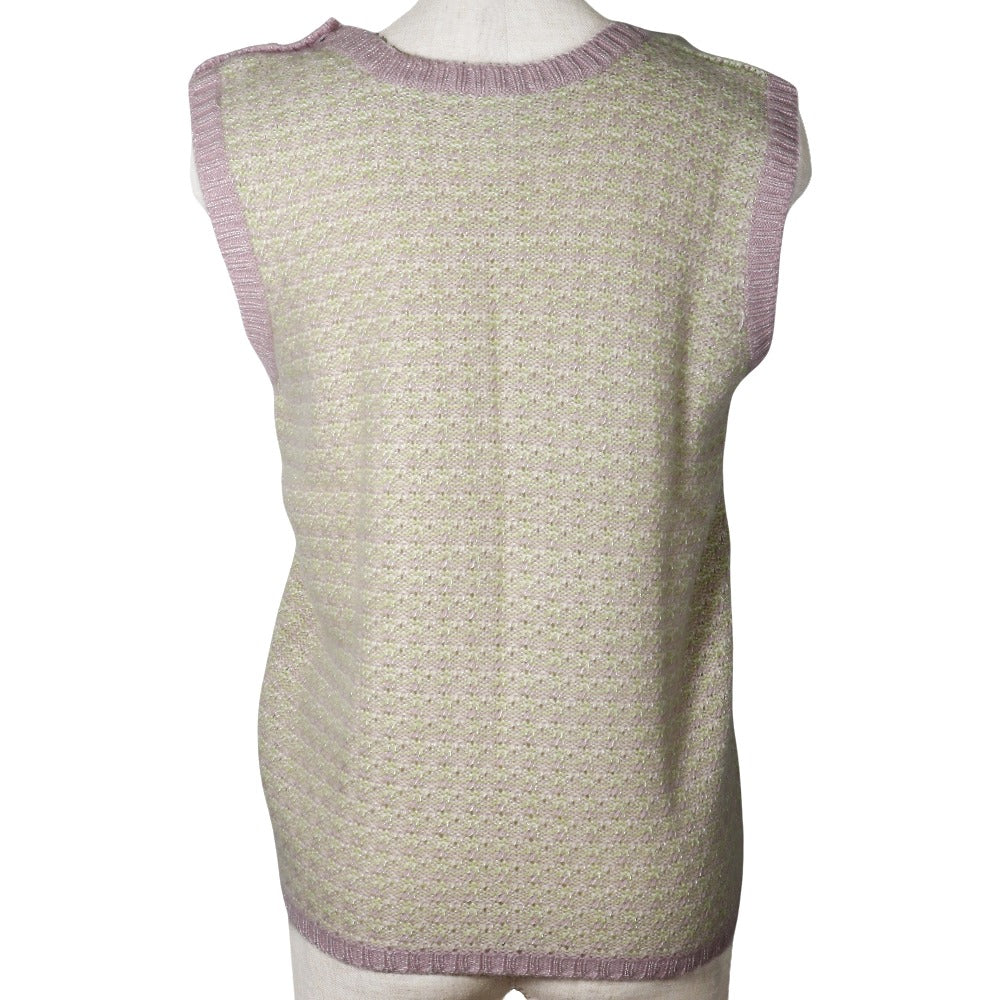 Chanel Knit Vest Cashmere Rayon Pink/Green