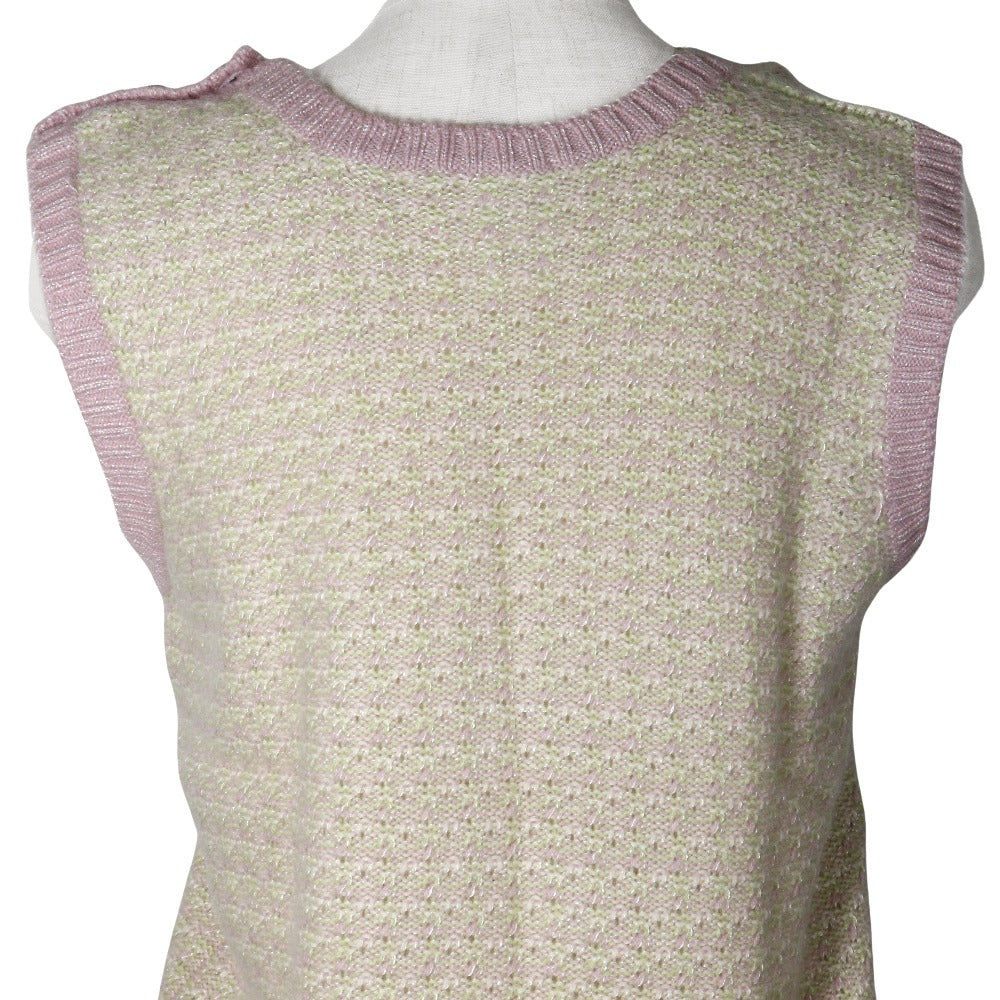 Chanel Knit Vest Cashmere Rayon Pink/Green