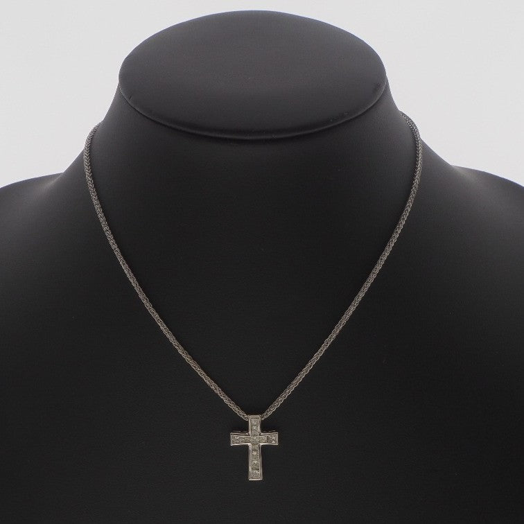 K18 White Gold Diamond Cross Necklace