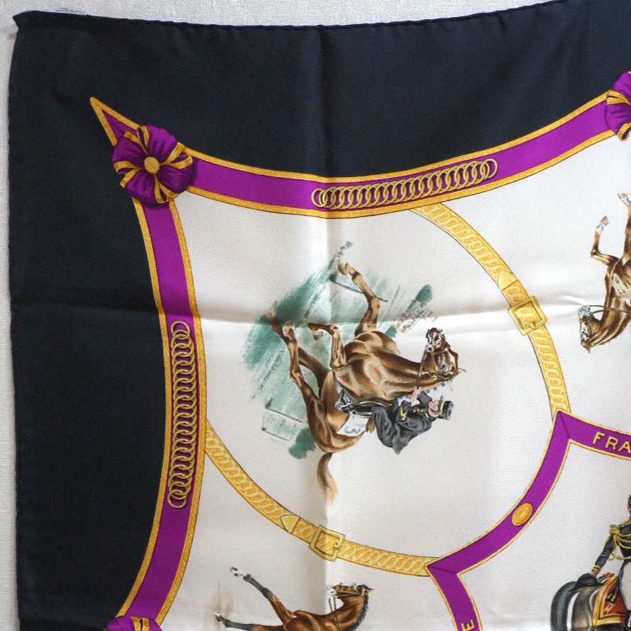 Hermes Carre 90 Le General L'Hotte Scarf Cotton Scarf in Very Good Condition