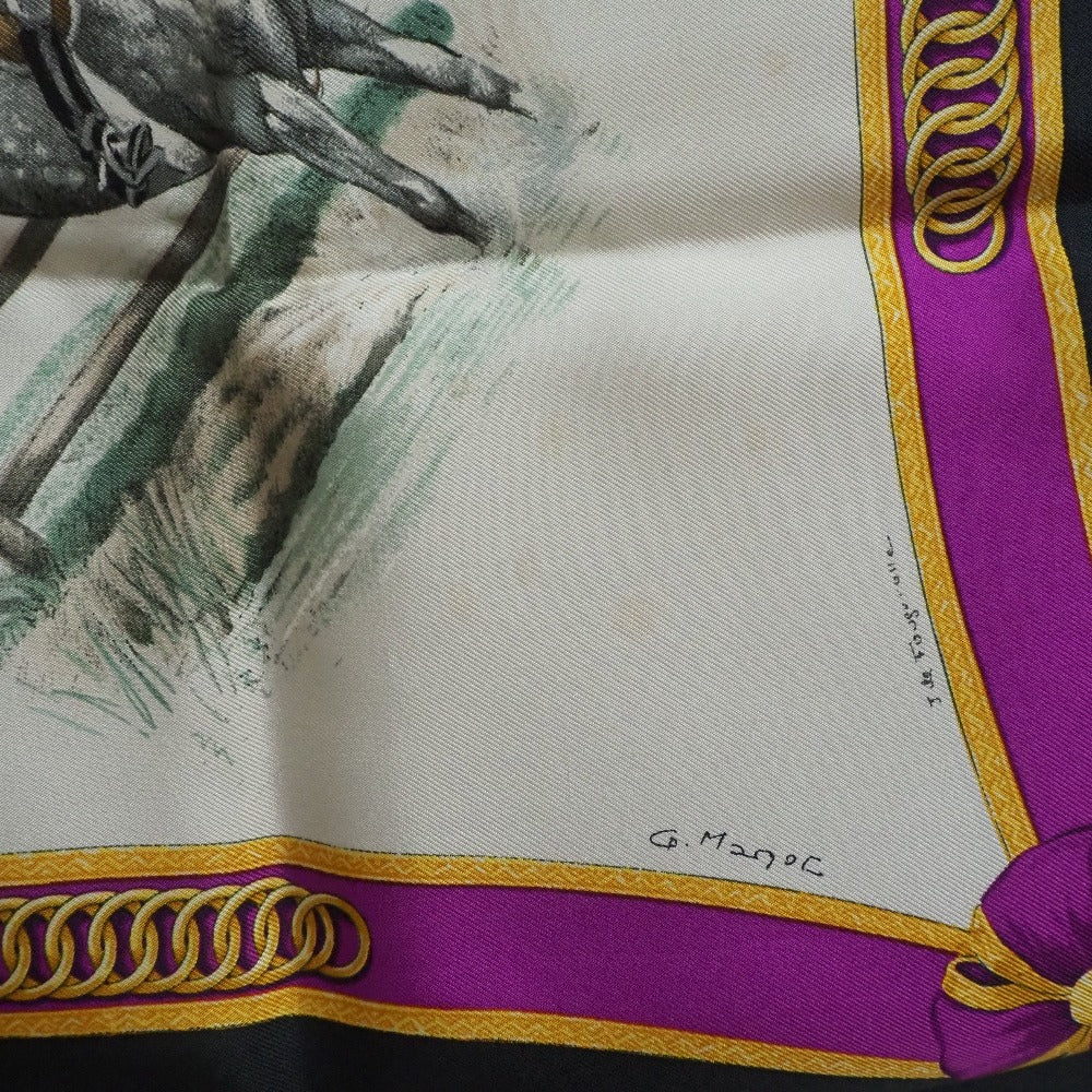 Hermes Carre 90 Le General L'Hotte Scarf Cotton Scarf in Very Good Condition