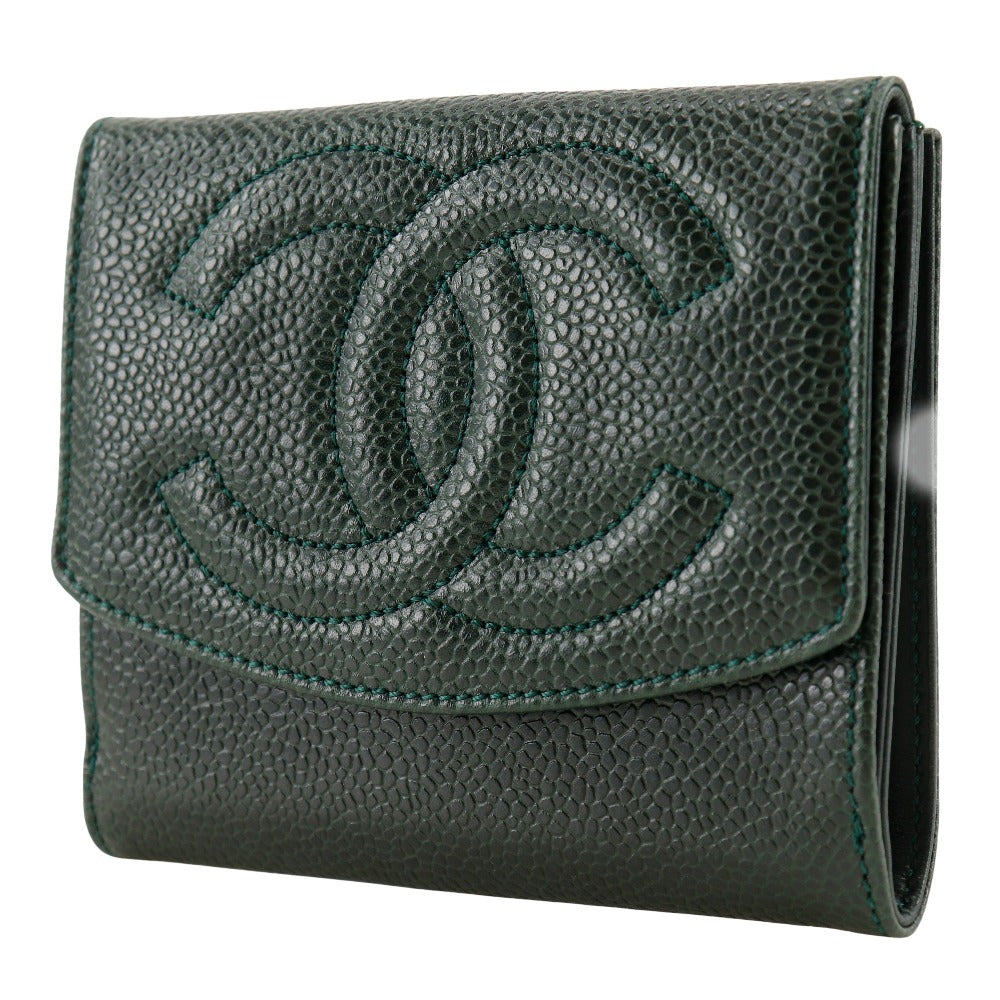 Chanel Caviar Bifold Wallet Leather Short Wallet A13496 in Very Good Condition