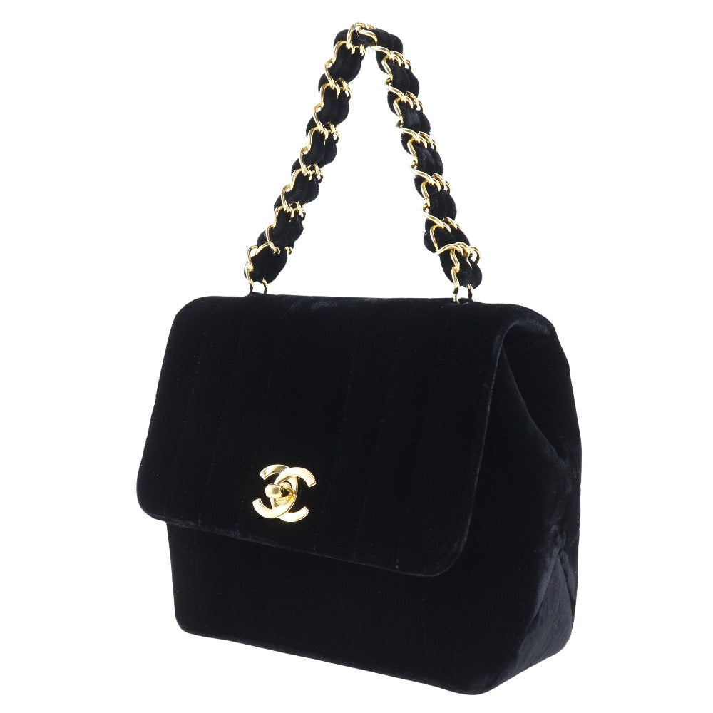 Chanel Velour Coco Mark Handbag Black