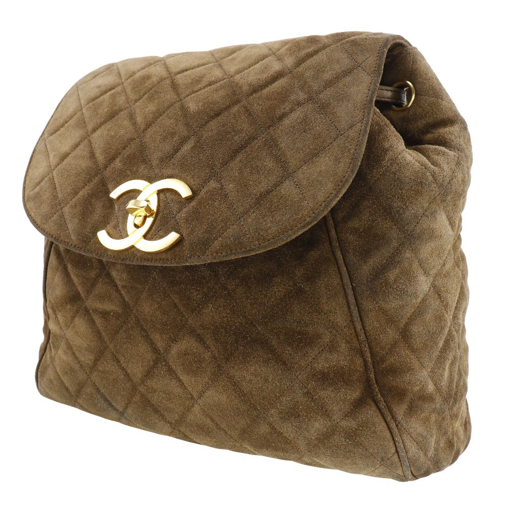 Chanel CC Quilted Suede Backpack Suede Shoulder Bag in Very Good Condition