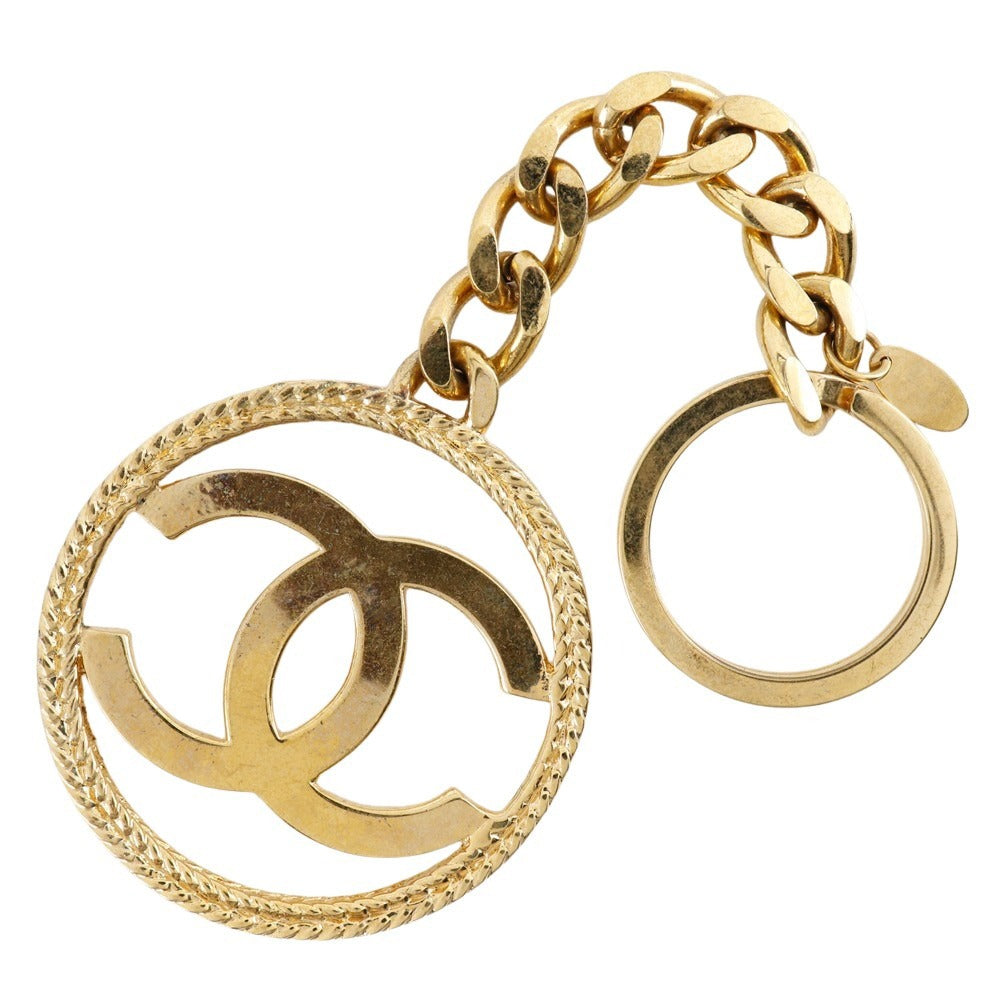 Chanel Gold Plated Coco Mark Keychain Vintage