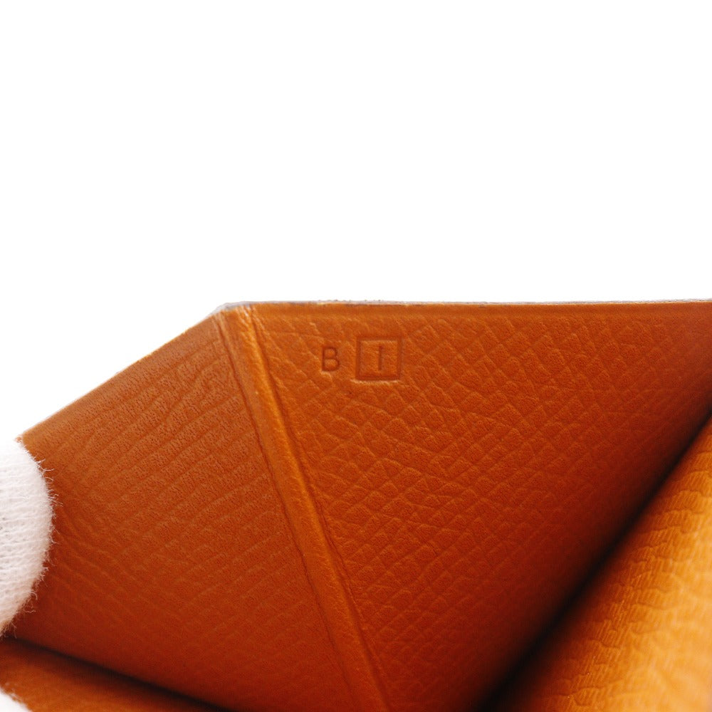 Hermes Bearn Leather Long Wallet Orange