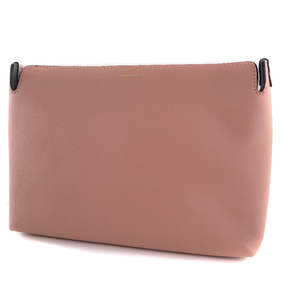 Burberry Leather Medium Clutch Bag Pink