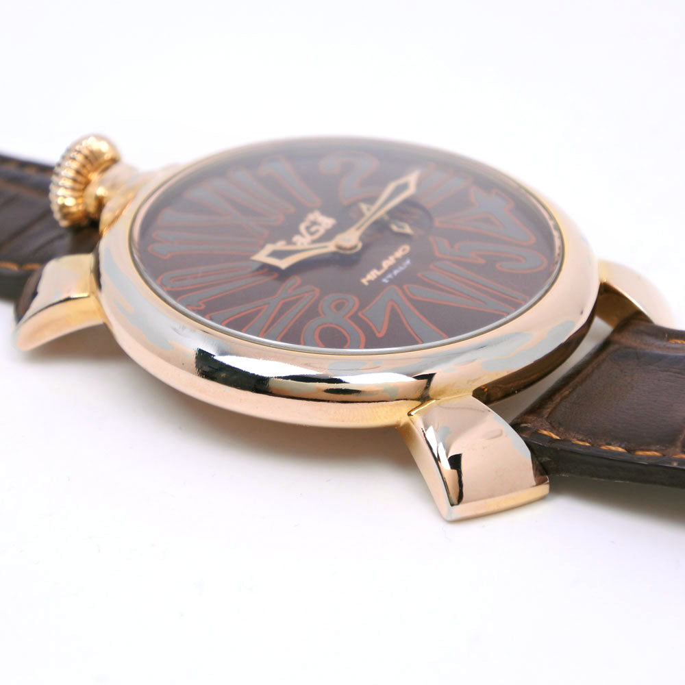 Gaga Milano Manuale 46 Gold Plated Leather Watch