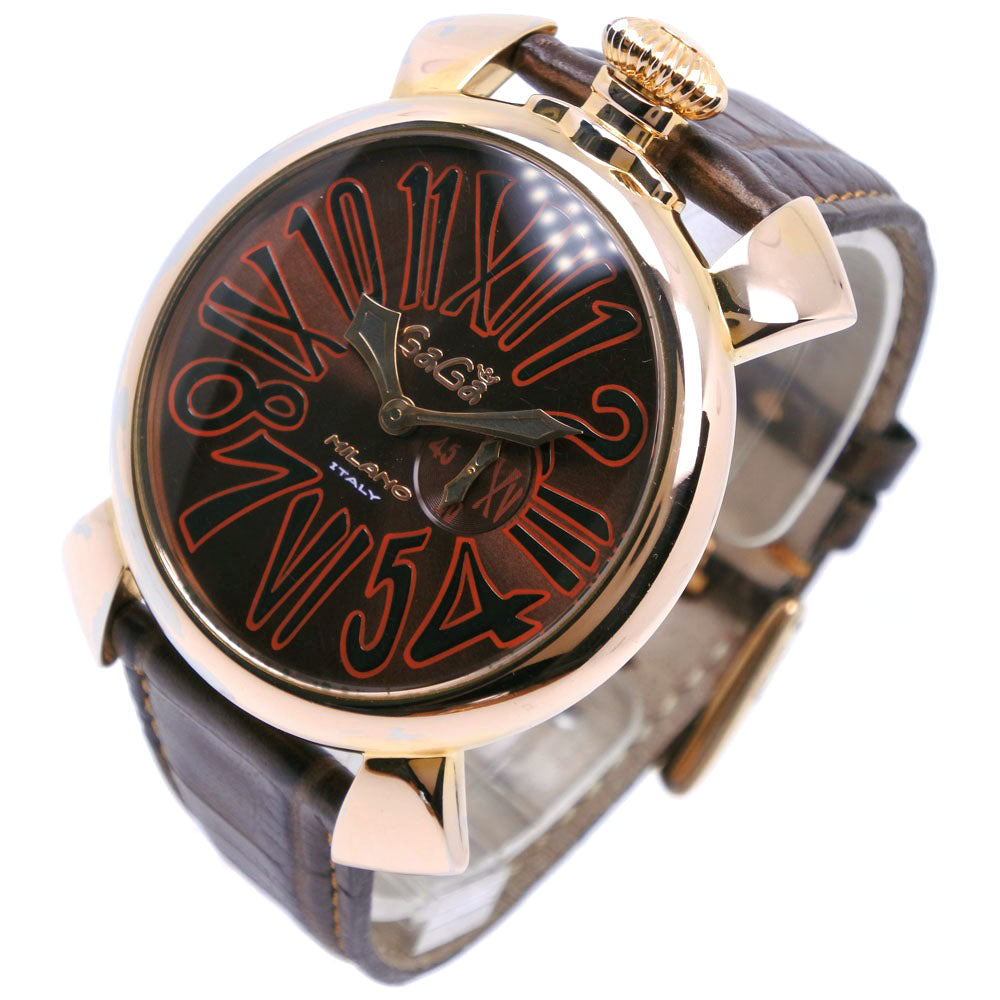 Gaga Milano Manuale 46 Gold Plated Leather Watch