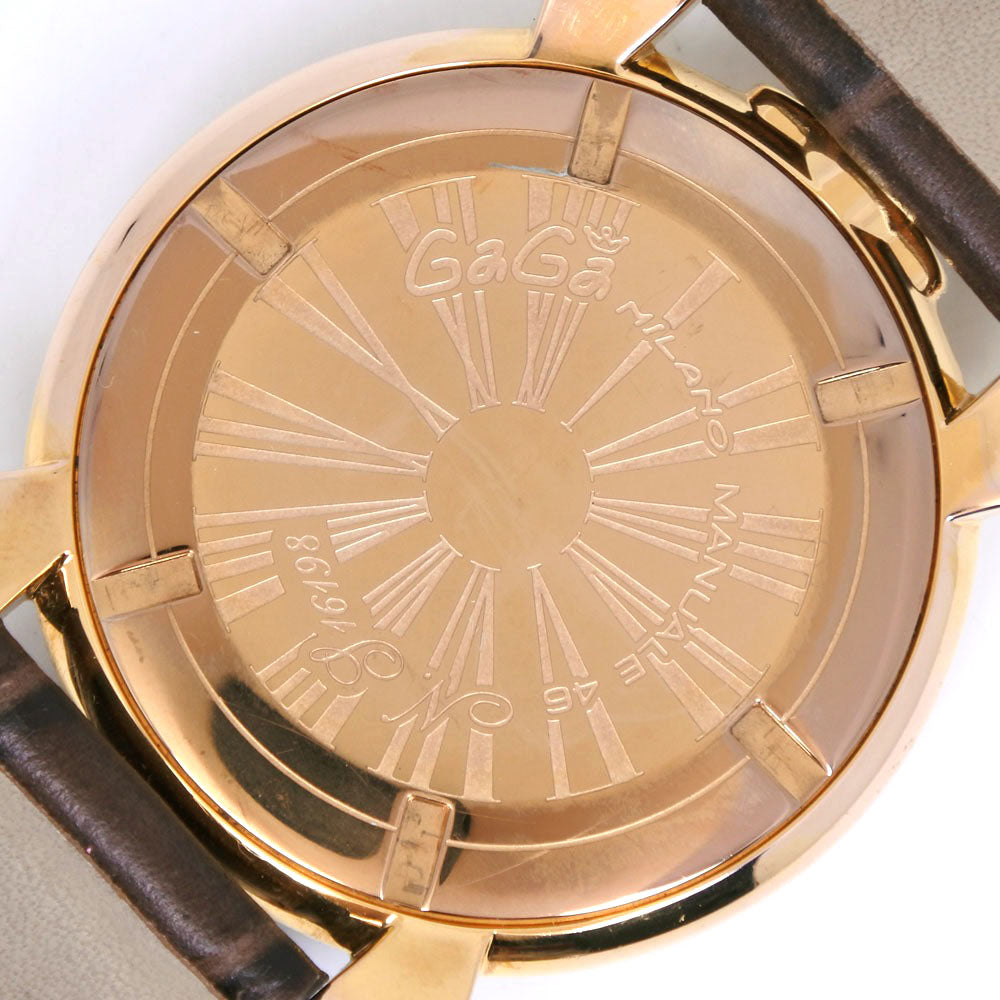 Gaga Milano Manuale 46 Gold Plated Leather Watch