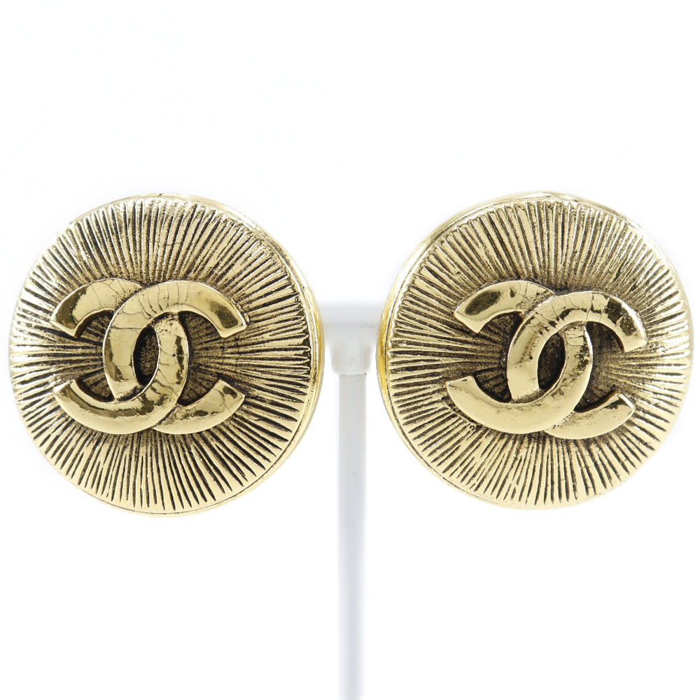 Chanel Coco Mark Gold Plated Earrings