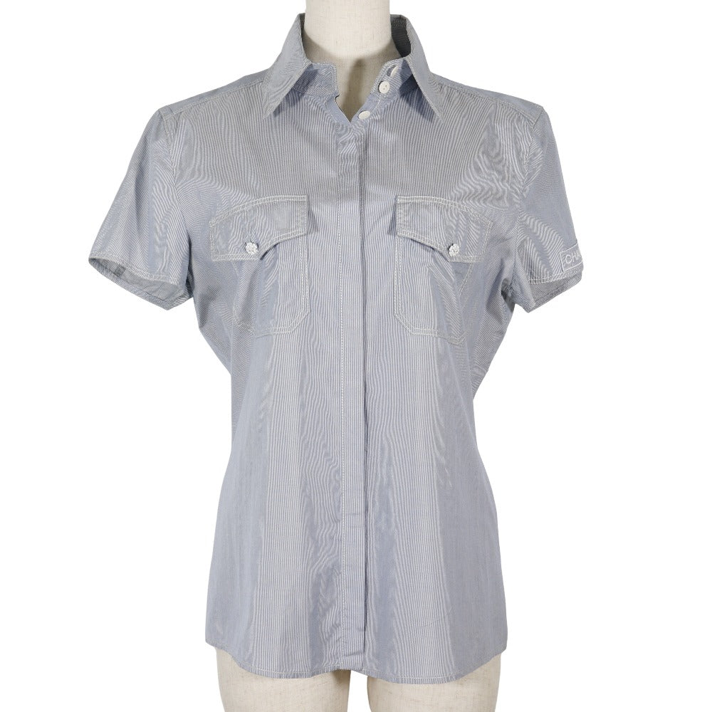 Chanel Silk Short Sleeve Shirt Blue