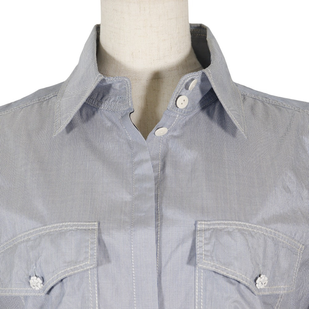 Chanel Silk Short Sleeve Shirt Blue