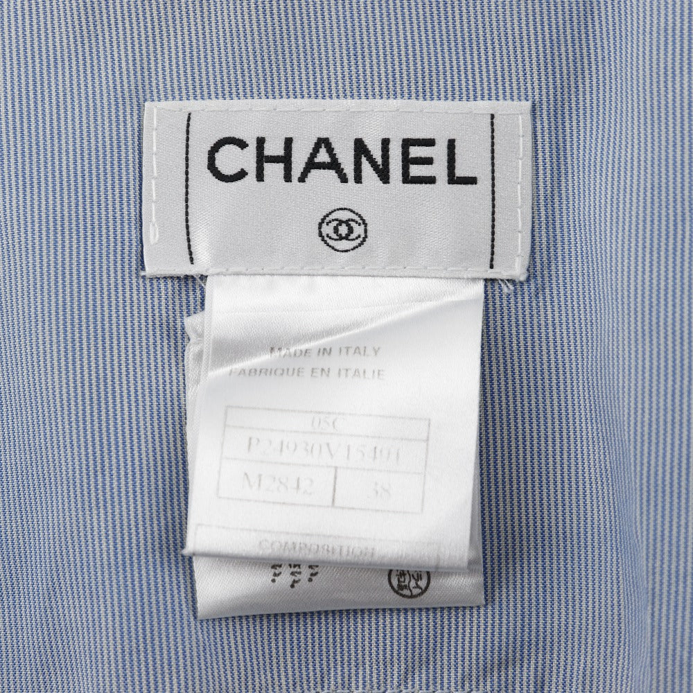 Chanel Silk Short Sleeve Shirt Blue