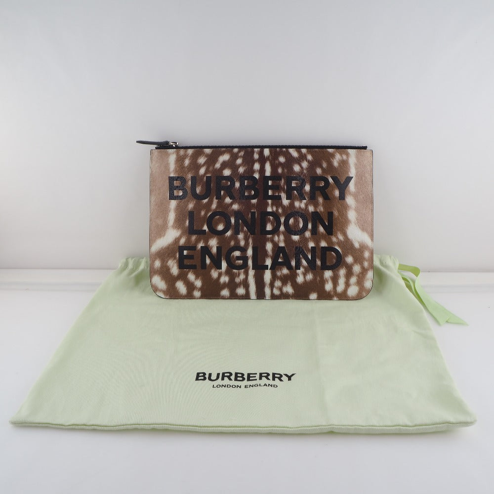 Burberry Leather Printed Clutch Bag  Leather Clutch Bag 8015103 in Great Condition