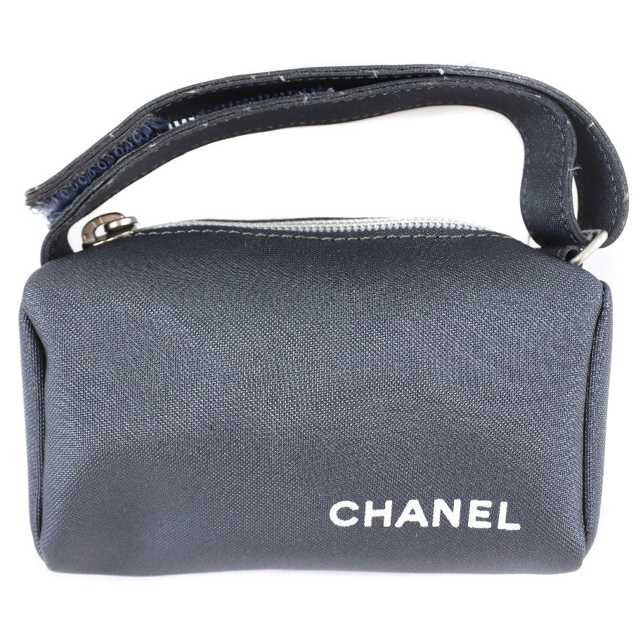 Chanel Logo Vintage Pouch Canvas Vanity Bag in Very Good Condition