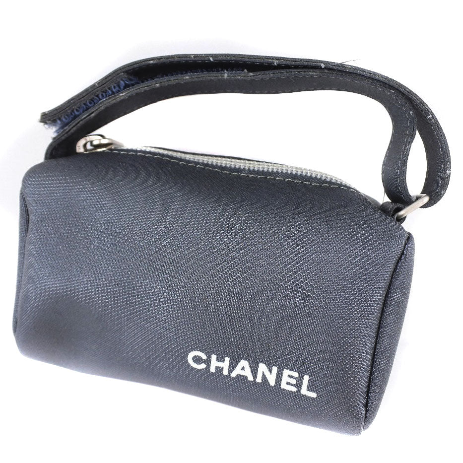 Chanel Logo Vintage Pouch Canvas Vanity Bag in Very Good Condition