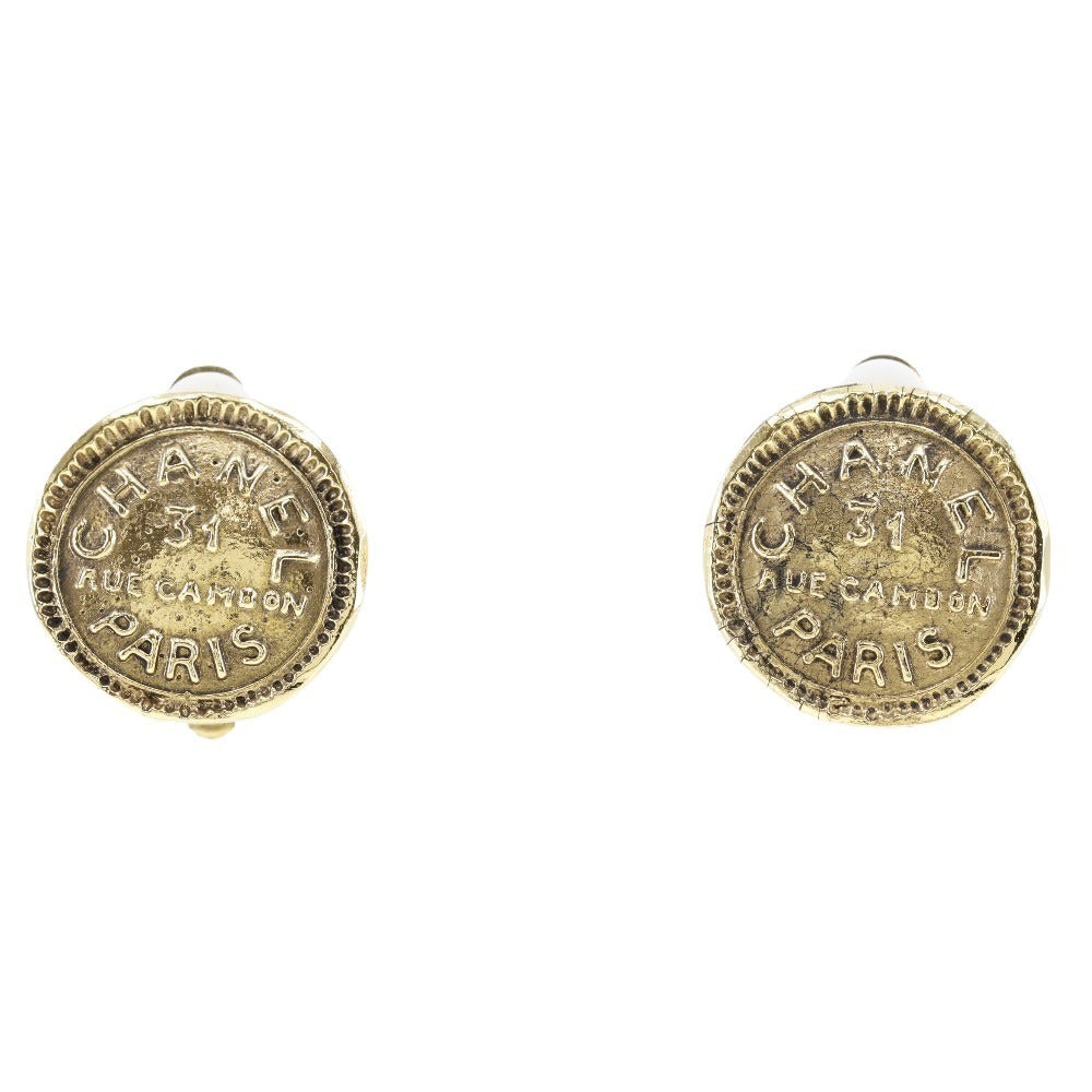 Chanel Cambon Earrings Gold Plated Vintage