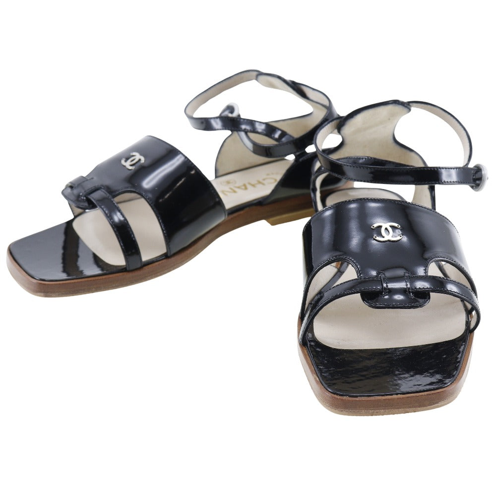 Chanel Patent Leather Coco Mark Sandals