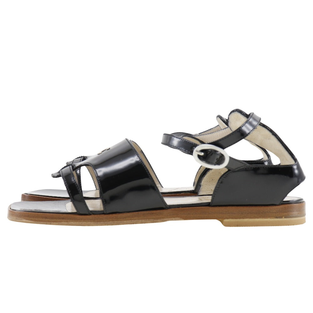 Chanel Patent Leather Coco Mark Sandals