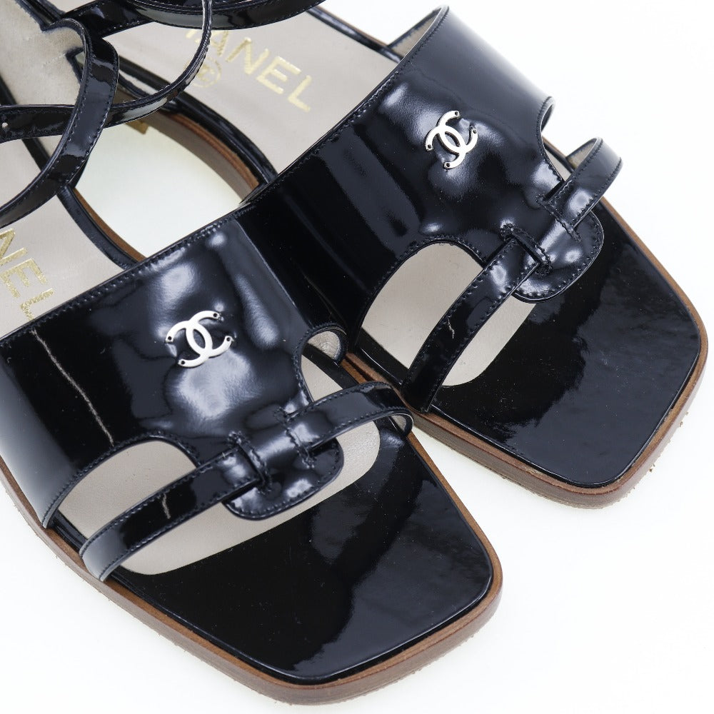 Chanel Patent Leather Coco Mark Sandals