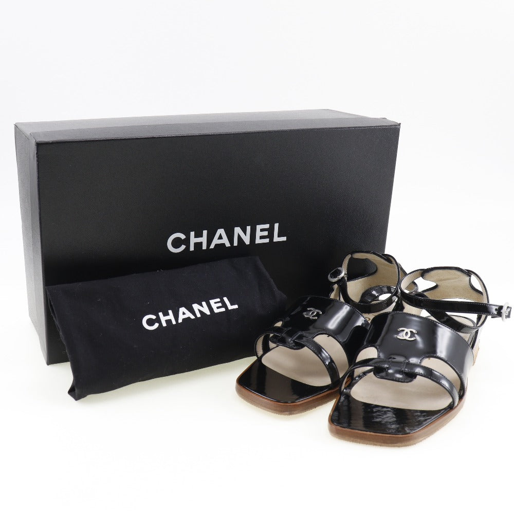 Chanel Patent Leather Coco Mark Sandals