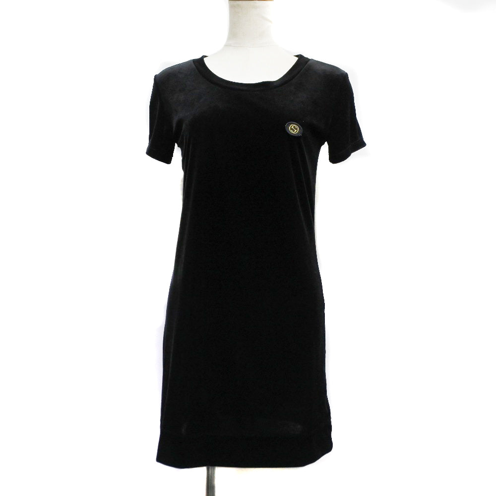 Gucci Velour Interlocking G Dress Black