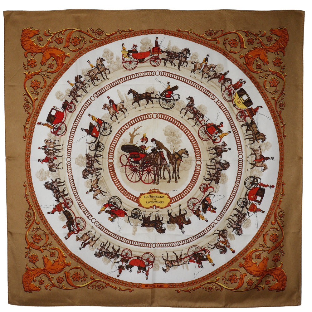 Hermes Silk Scarf LA PROMENADE DE LONGCHAMPS