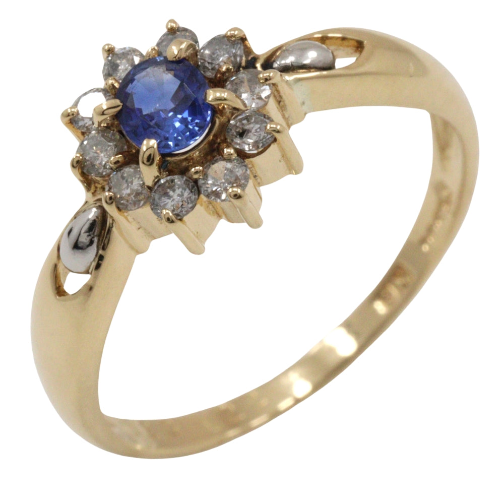 K18 Gold Pt900 Platinum Sapphire Diamond Ring